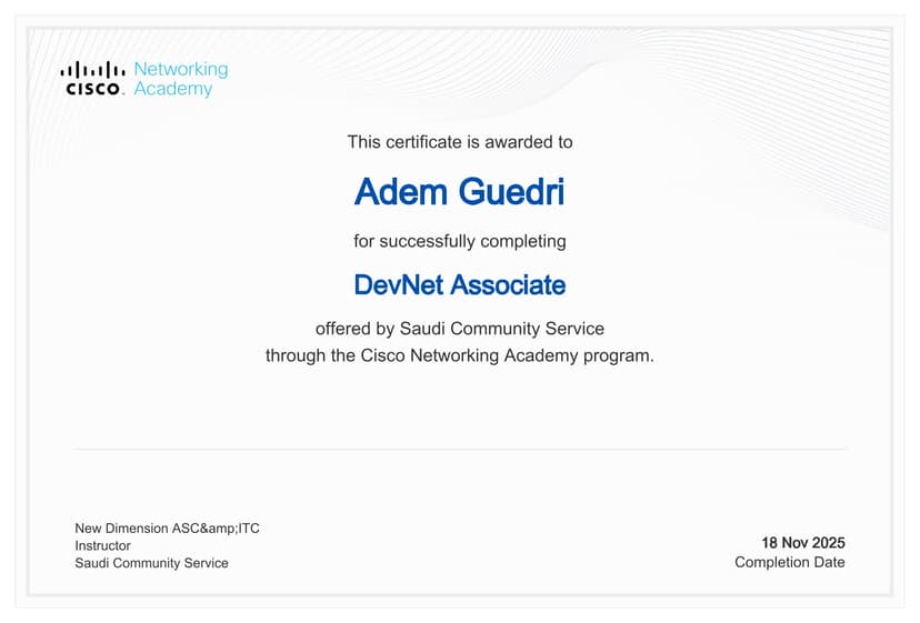 DevNet Associate certificate